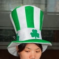 thumbnail image 2 of Ireland Lucky Clover Hat Green Stovepipe Masquerade Shamrock Top Hat Dress Up, 2 of 11