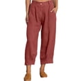 thumbnail image 2 of ZenCart Women Casual Pants with Oblique Pockets Elastic Waist Wide-Leg Design Solid Color Leisure Pants Travel Work Daily Wear, 2 of 7