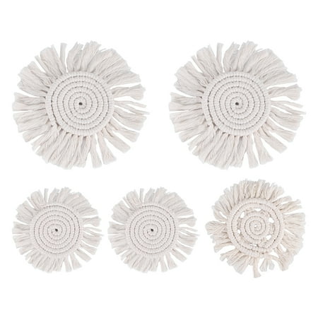 

Round Woven Coasters 5Pcs Hand Woven Placemat Handmade Macrame Coasters Style Handmade Placemats