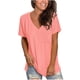 thumbnail image 2 of ICHUANYI Clearance Fashion Women Casual Solid Pullover V-Neck Short Sleeve T-Shirt Tops Blouse(Pink, L) ICHUANYI WER2023081506909, 2 of 4