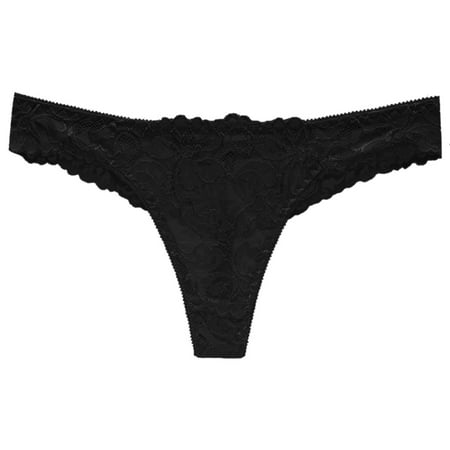 YuyuTangFu Women s Sexy Underpants Thong Panties Low Waist Lace Briefs Underwear Female Black One Size
