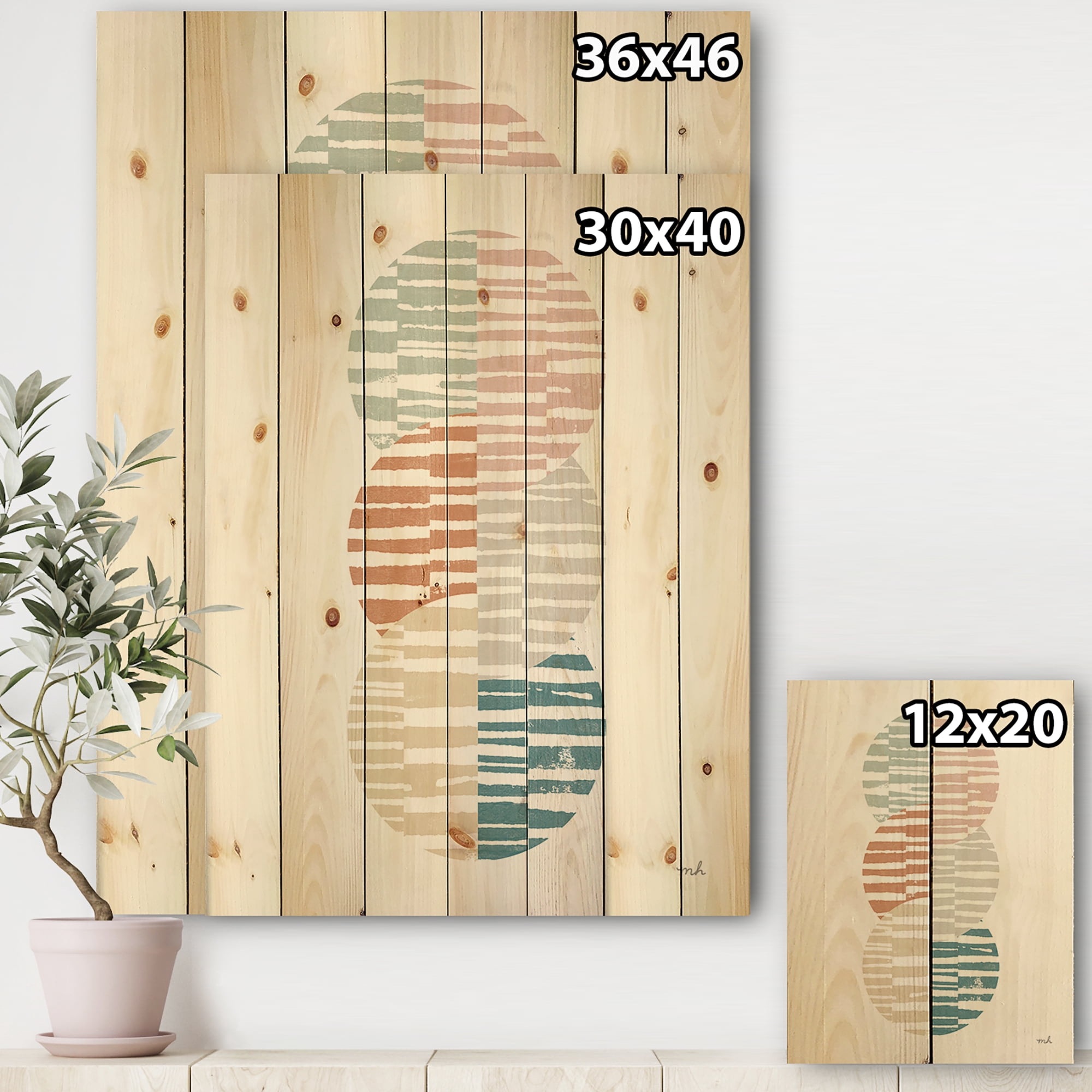 Designart 'Watercolor Geometric Triangle I' Transitional Print on Natural Pine Wood