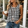 thumbnail image 2 of Wiyuqeen Womens Gingham Tank Top Sleeveless Crew Neck Loose Fit Summer Casual Tanks Lightweight Plaid Shirt for Beach Vacation Daliy Black L, 2 of 10