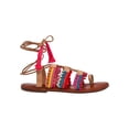 thumbnail image 2 of Schutz Patricia Multi Color Leather Gladiator Ankle Wrap Flat Mule Sandals (6) (Multi, 10), 2 of 4