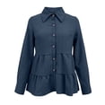 thumbnail image 4 of ClodeEU Womens Long Sleeve Collar Button Peplum Shirts Tops,Cute Trendy Tunic Blouses Navy,Womens Plus XXL, 4 of 6