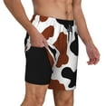 thumbnail image 2 of Fotbe Brown Black Cow Traje de Baño para Hombre – Shorts de Natación de Secado Rápido con Forro y Bolsillos-Small, 2 of 6