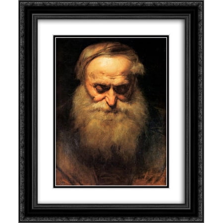 Jan Matejko 2x Matted 20x24 Black Ornate Framed Art Print 'old man's head'