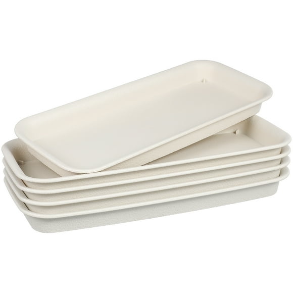 5pcs Bandeja de maceta de plástico Preservativo Transpirable Ahorro de agua Resistente a la sequía Transmisión de luz Bandeja rectangular (Beige)