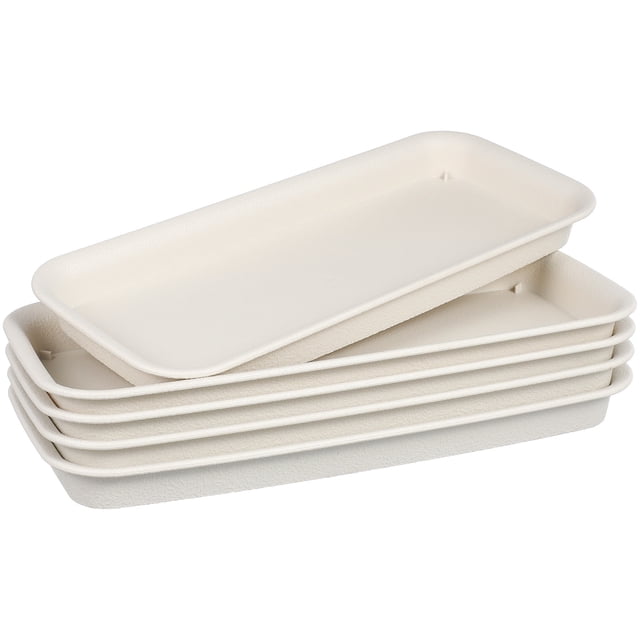 5pcs Bandeja de maceta de plástico Preservativo Transpirable Ahorro de agua Resistente a la sequía Transmisión de luz Bandeja rectangular (Beige)