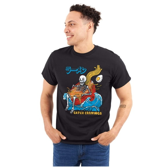 Skeleton Ramen Surf Catch Cravings Plus Size Crewneck Graphic Tee Shirt Brisco Brands 4X