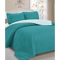 thumbnail image 1 of Home Sweet Home Victoria Design Reversible 3 PC Quilt Bedspread Sets (King, Teal/Aqua), 1 of 1
