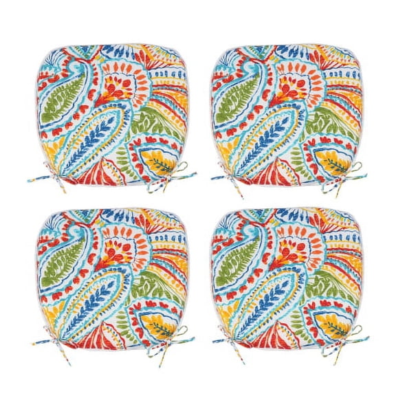 Outdoor Patio Chair Cushions,Water-Repellent U-Shape Thick Foam Seat Cushions with Ties, 17"x16"x2" All-Weather Cushions for Garden, Patio & Dining Chairs (Set of 4)-paisley multi