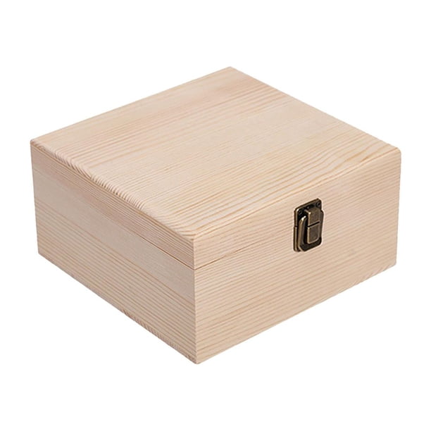 Caja de almacenamiento de madera, contenedor, cajas de madera portátiles decorativas, caja de regalo sin terminar madera 195x195x10cm