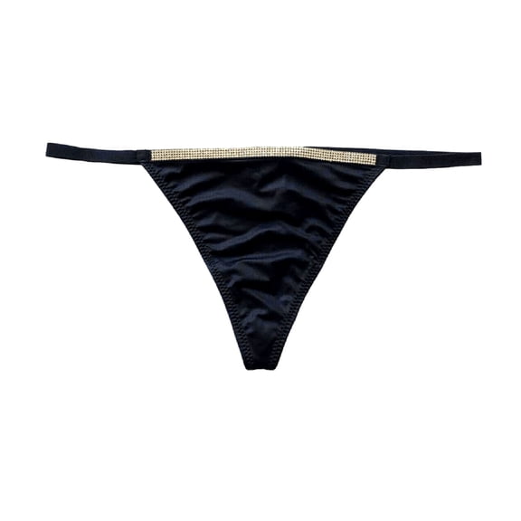 Victoria's Secret Very Sexy Bombshell Rhinestone Shine V-string Panty Color Black Size Medium NWT