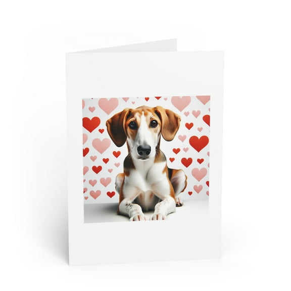 DistinctInk Greeting Card / Note Card - Valentine's Day American Foxhound - PACK of 10