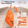 thumbnail image 6 of 3 in 1 Magnetic Wavy Case for iPhone 17 Pro Max 6.9", Matte Protective Case with Screen Protector and Wrist Strap，Orange, 6 of 7