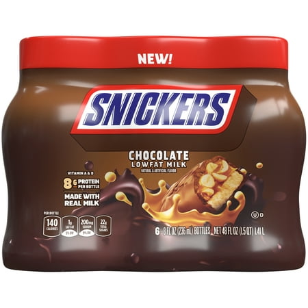 SNICKERS Chocolate Lowfat Milk 6-8 fl. oz. Bottles 48 fl oz