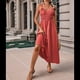 thumbnail image 5 of Vestidos Largos Fruncidos para Mujer, Vestido de Verano 2025, Informal, con Tirantes Finos y Corte en A, Vestido Fluido Color Caoba L, 5 of 9