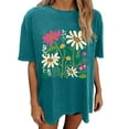 thumbnail image 2 of Njoeus Womens Summer Tops Blouses for Women Womens Casual Oversized T-Shirt Trendy Cute Floral Tops Summer Workout Shirts Loose Funny Flowers Graphic Tees for Women Teen Girls Oversized Graphic Tees F, 2 of 5