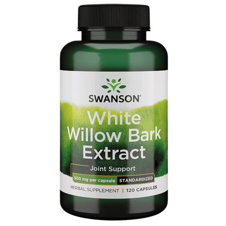 Swanson White Willow Bark Extract - Promotes Joint Support and Muscle Relief - Standardized to 15% Salicin - Natural Supplement with No Stomach Irritation - (120 Capsules, 500mg Each)