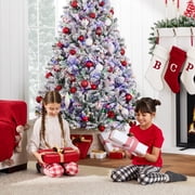 Best Choice Products 4.5ft Pre-Lit Christmas Pine Tree w/ Flocked Branches 200 Multicolored or Warm-White Light Modes