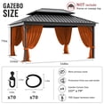 thumbnail image 2 of Pakunoda 13' X 6.5' Gazebo Universal Replacement Privacy 4-Panel Curtains, Waterproof Outdoor Curtains Orange Sidewall with Zipper for Patio Garden Backyard 12' X 14' Gazebo, Curtain Only, 2 of 8