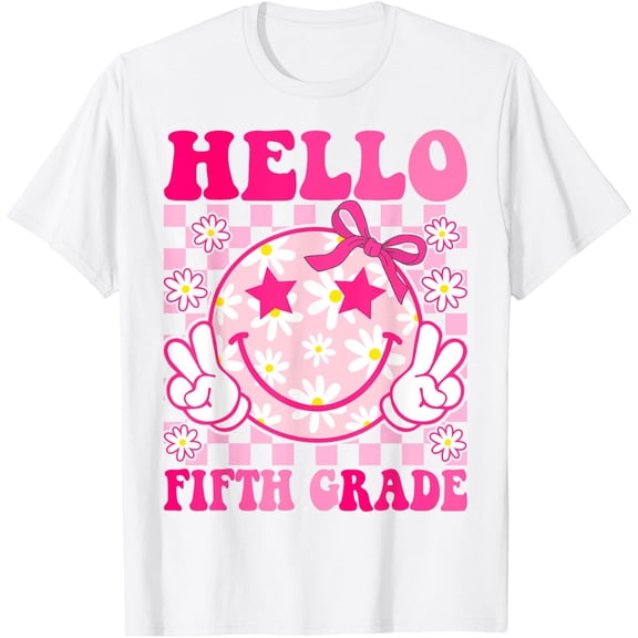 Hello Fifth Grade Coquette Bow Back To School 5Th Grade Girl T-Shirt Size S-5XL