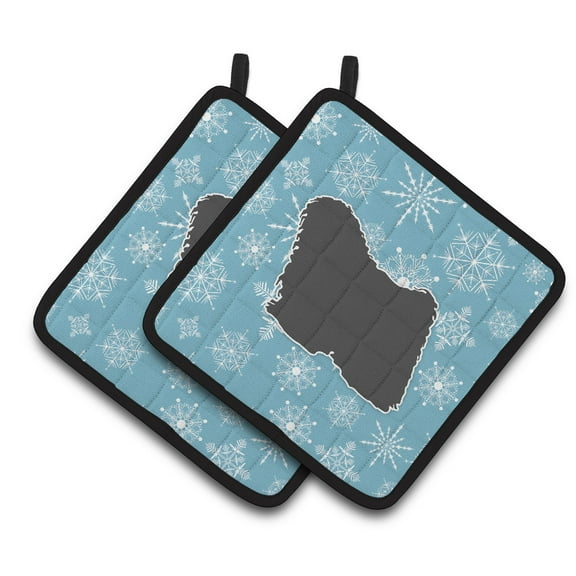 Carolines Treasures BB3563PTHD Winter Snowflake Puli Pair of Pot Holders , 7.5HX7.5W, multicolor