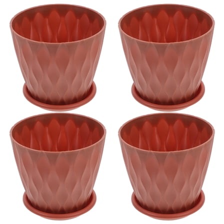 4 Pcs Flower Pot with Support Striped Green Plant
