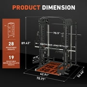 Mikolo Smith Machine, All-in-One Power Rack Cage with Vertical Leg Press, 2000LBS Power Cage Squat Rack with Smith Bar, Dual Pulley Cable Crossover System for Home gym