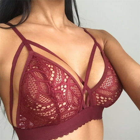 

TTSQY Women Sexy Lingerie Floral Sheer Lace Bra Top Seamless Bralette Cup Wireless Bra