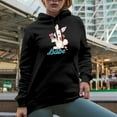 thumbnail image 2 of Bunny Babe, Spring or Easter Day Gift, Black Hooded Sweatshirt or Hoodie, Small, 2 of 5