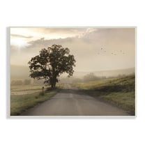 Stupell Industries Lone Tree Quiet Morning Road Rural Landscape Photograph Unframed Art Print Wall Art, Design by Lori Deiter