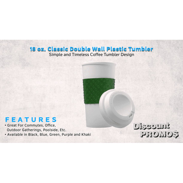 18 oz. Double Wall Plastic Tumblers - 10 Pack - Green - Walmart Business  Supplies