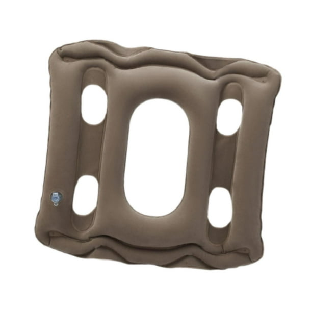 Cojín de asiento inflable cuadrado de PVC, ergonómico y transpirable, para oficina, coche y hogar. café