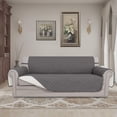 thumbnail image 2 of 2024 Reversible Sofa Slipcover Water Resistant Couch Cover  Sofa Size  Gray/Light Gray, 2 of 7