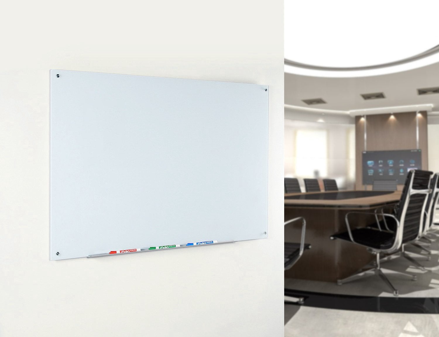 Audio-Visual Direct Glass Dry-Erase Whiteboard Set - 24" H x 36" L - (Magnetic, Ultra White)