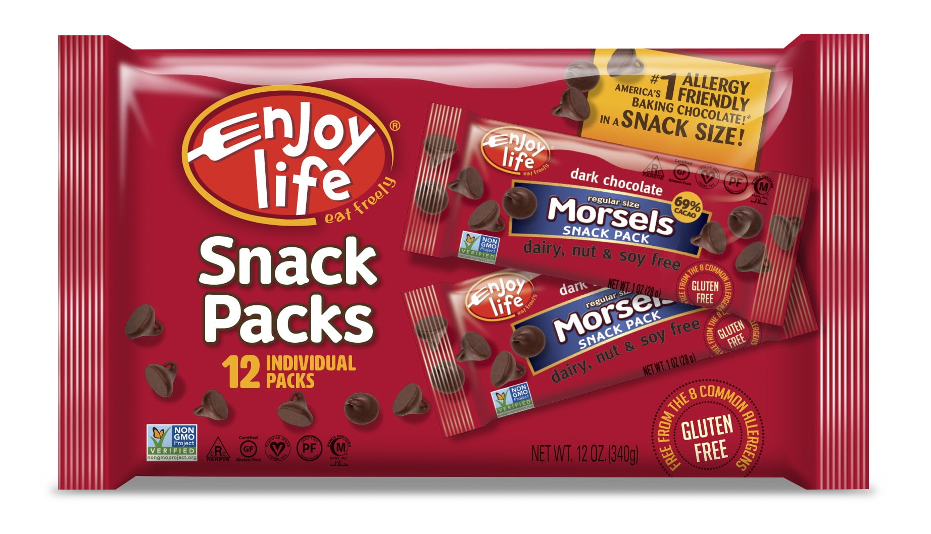 Enjoy Life Mini Dark Chocolate Chips Snack Pack, 1 Oz, 12 Ct by Mondelez