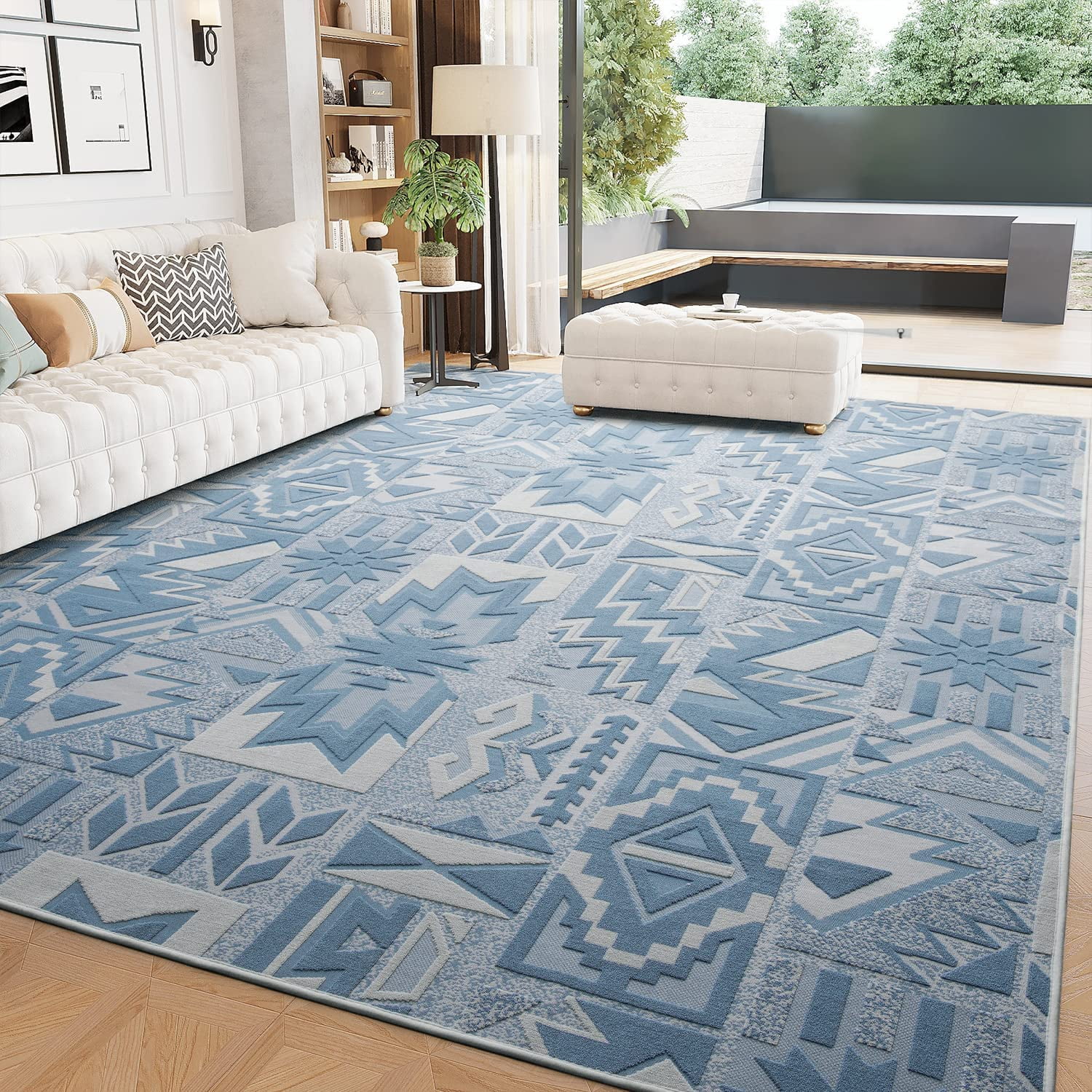 SIXHOME 5'x7' Area Rugs for Living Room Washable Rugs Aztec Area Rug