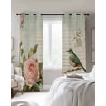 thumbnail image 4 of Pink Floral Kitchen Curtains Bird Branch Vintage Mottled Middle Century Cafe Short Curtains for Bathroom Blackout Window Curtain Small Window Treatment Drapes for Bedroom Living Room 52"x45"x2, 4 of 9