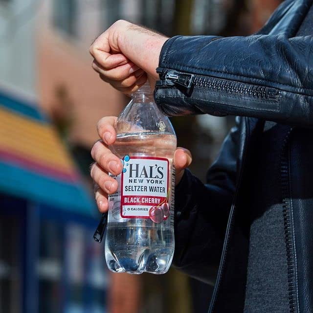 Hal's New York Seltzer Carbonated Black Cherry Flavored Sparkling Water, Zero Sugar, Zero Calorie, Zero Carbs, 20 Fl Oz Pack of 24