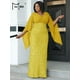 thumbnail image 4 of Missord Yellow Sequin Plus Size Wedding Party Dress Elegant Women V Neck Flare Sleeve Bodycon Prom Dresses Long Evening Gown, 4 of 5