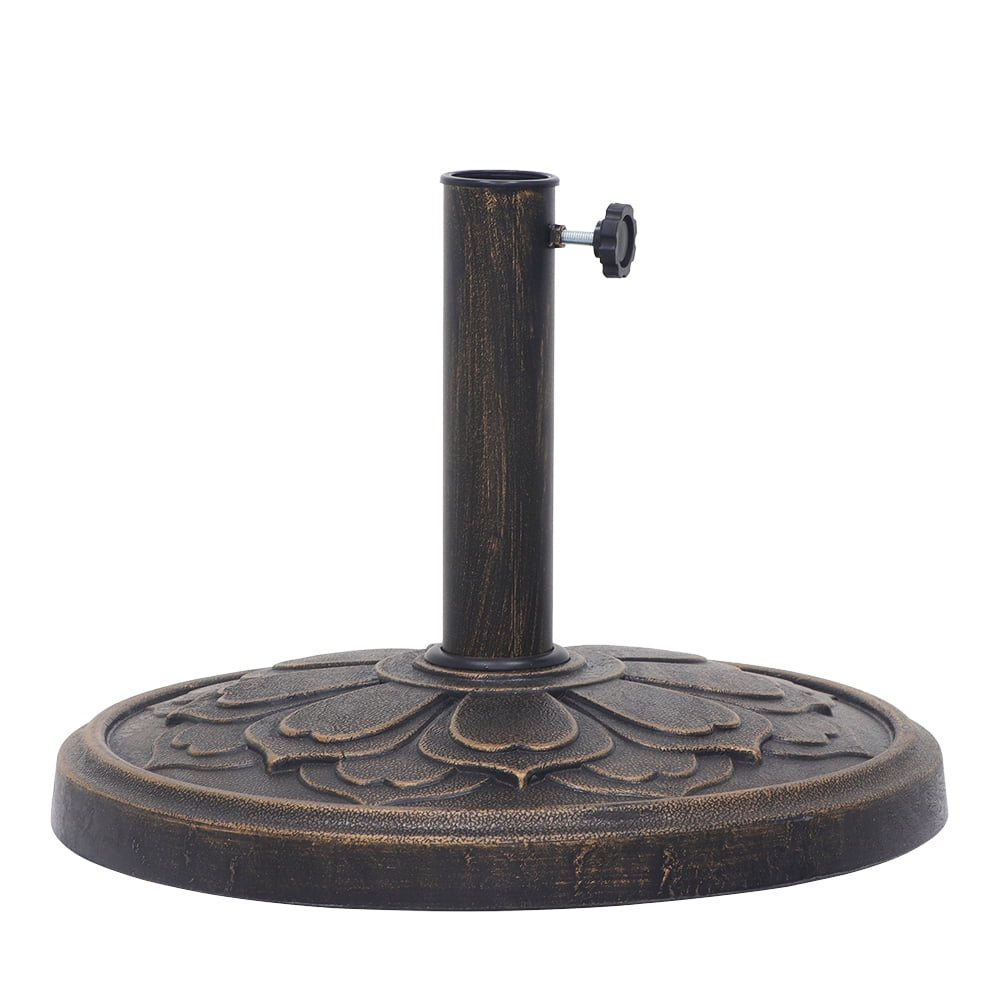 Abble 27 lbs. Lotus Design Umbrella Base Outdoor Market Umbrella Stand in Antique Bronze