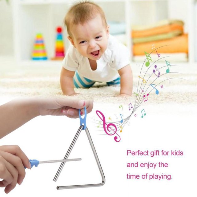 Triangle Music Orff Instrument Band Percussion Children's Triangle Percussion Equipment Kids Performance Tool Toy Silver