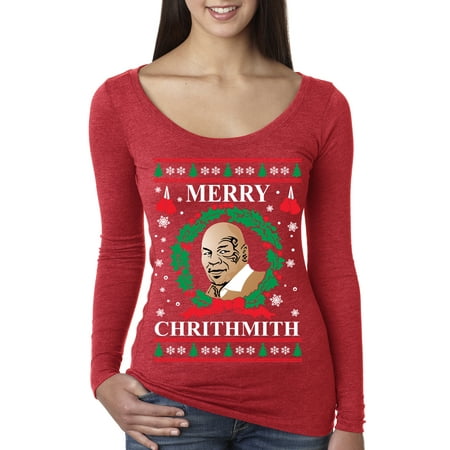 merry chrithmith mike tyson womens ugly christmas long sleeve scoopneck walmartcom - Merry Christmas Mike Tyson merry chrithmith mike tyson womens ugly christmas long sleeve scoopneck walmartcom - Merry Christmas Mike Tyson