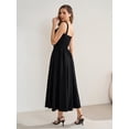 thumbnail image 4 of Vestido KUTUMAI de encaje de verano con cuello cuadrado, midi, negro para mujer, 4 of 5