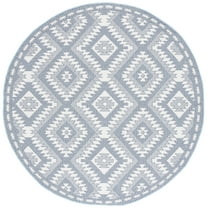 SAFAVIEH Prairie Ethelbert Geometric Area Rug, Blue/Grey, 6'7" x 6'7" Round