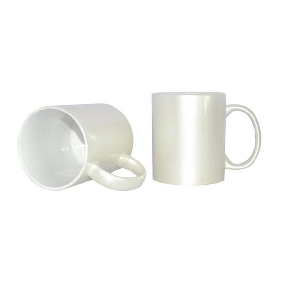 INTSUPERMAI Two 11oz Pearl White Sublimation Shining Coffee Mug