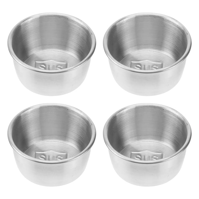 4 Pcs Bol à Trempette en Acier Inoxydable Petite Tasse à Sauce Plat à Assaisonnement Soucoupe Apéritif Récipient à Sauce pour Restaurant Maison
