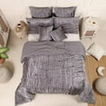 thumbnail image 4 of DecorAvenue Ultra-Luxe Crushed Velvet Duvet Cover Set, Boho Bedding Comforter Donna Cover Set, Twin Size 3 Pieces Set 1 Comforter Cover and 2 Pillow Shams Gray Color, 4 of 6